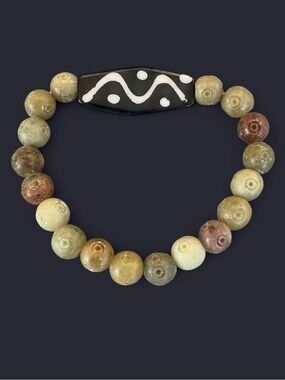 Tibetan Soapstone Gemstone Bead Bracelet 8mm